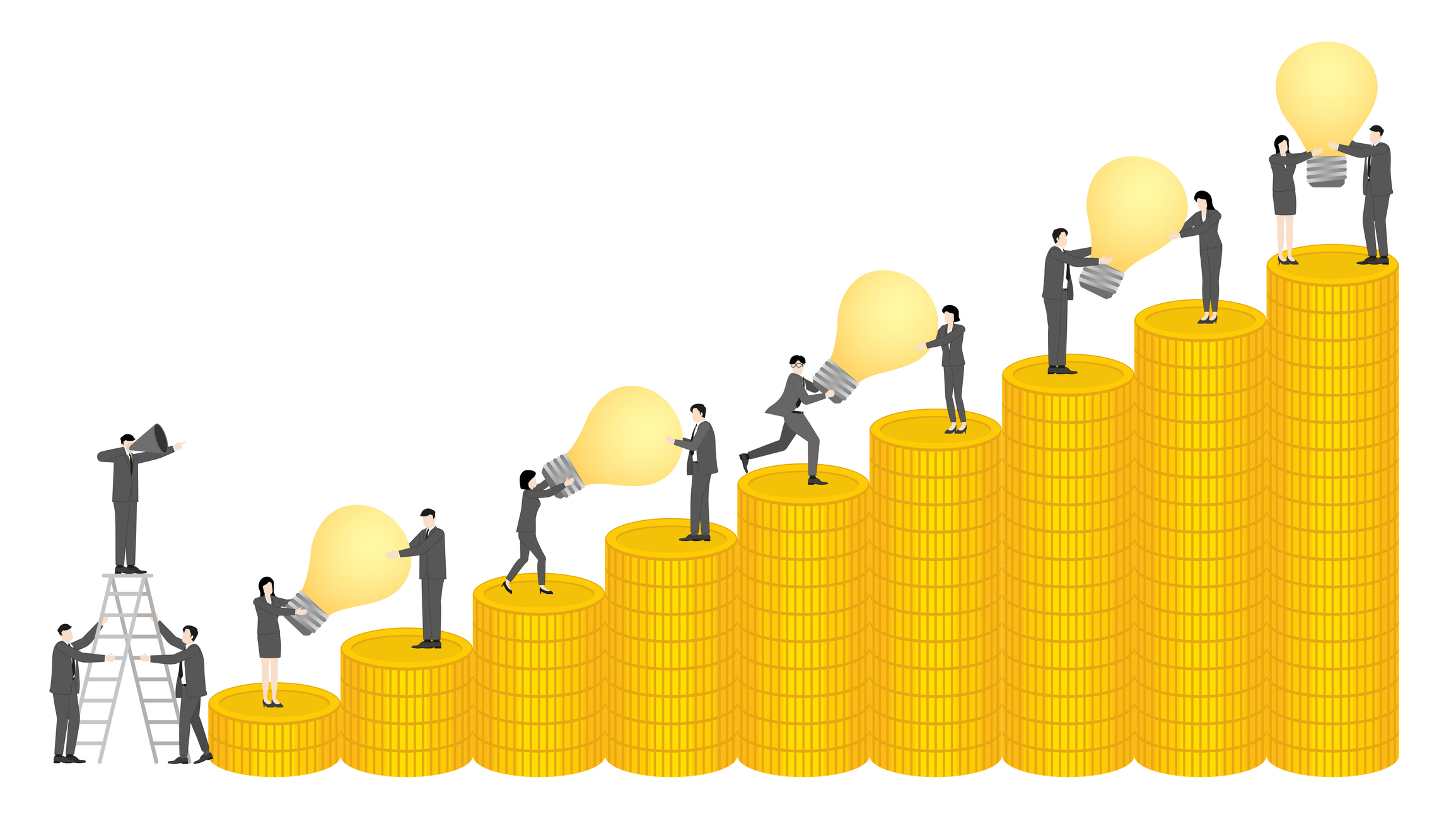 Business growing steadily upward, step by step